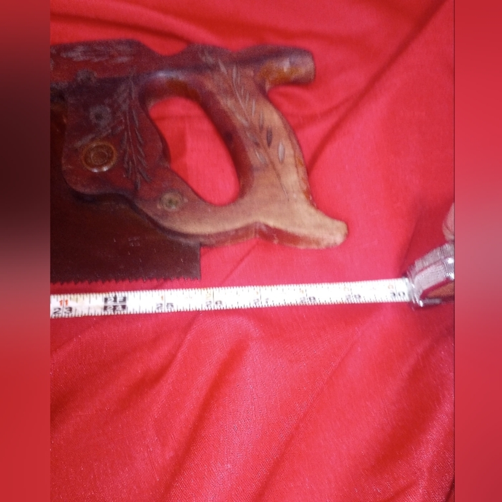 SKU 854D Vintage Diston Saws Carved Wooden Handle - 1940s Hand Cross Cut Saw
